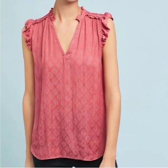 Anthropologie Tops - Anthropologie Maeve NWT Mauve Rose Ruffle Sleeveless Tank Top Size Medium